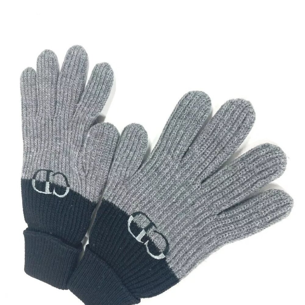 Dior 213MG01AT481 Bicolor CD logo Gloves Accessories gloves wool gray/Black - Picture 9 of 13